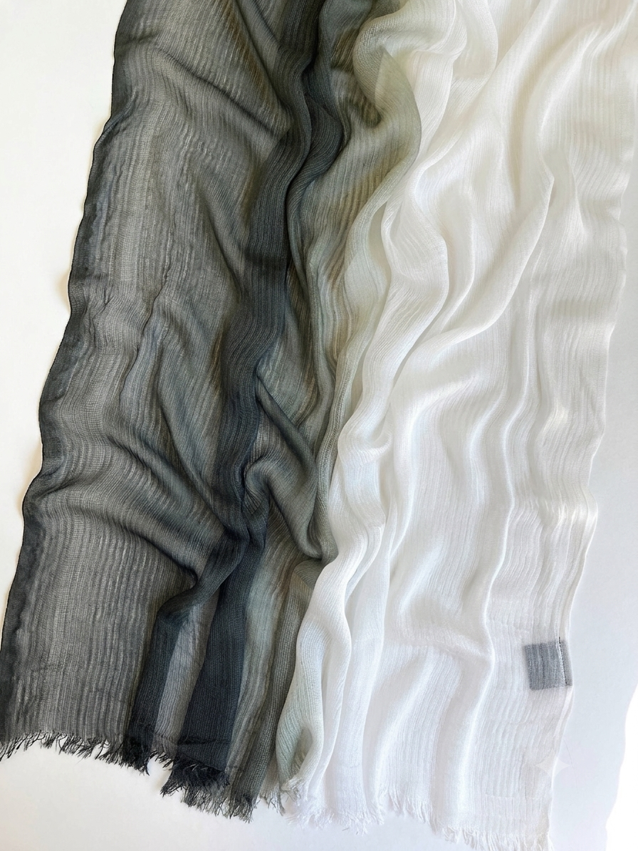 Messy chiffon olive to off white