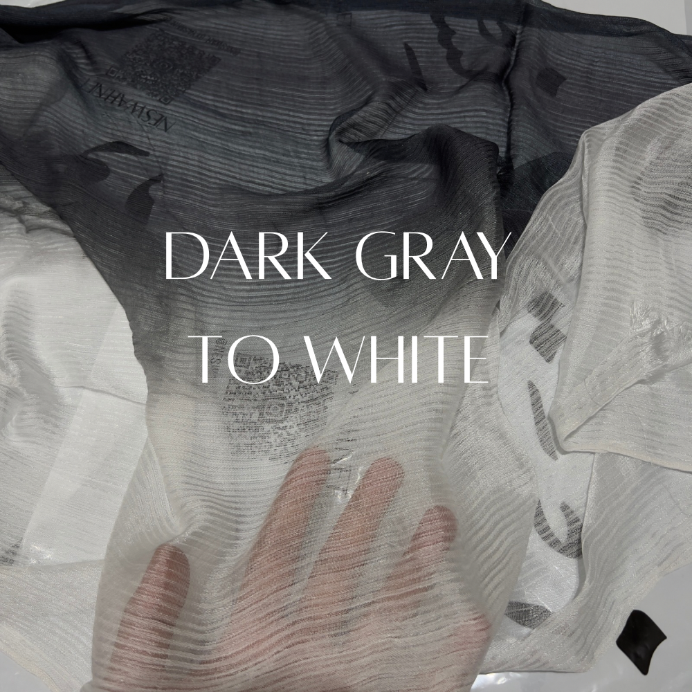 Messy chiffon dark gray to white