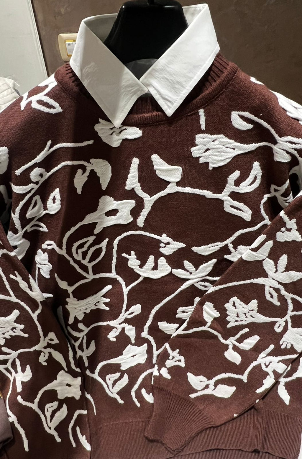 'Winter Warmth' Brown White Pullover