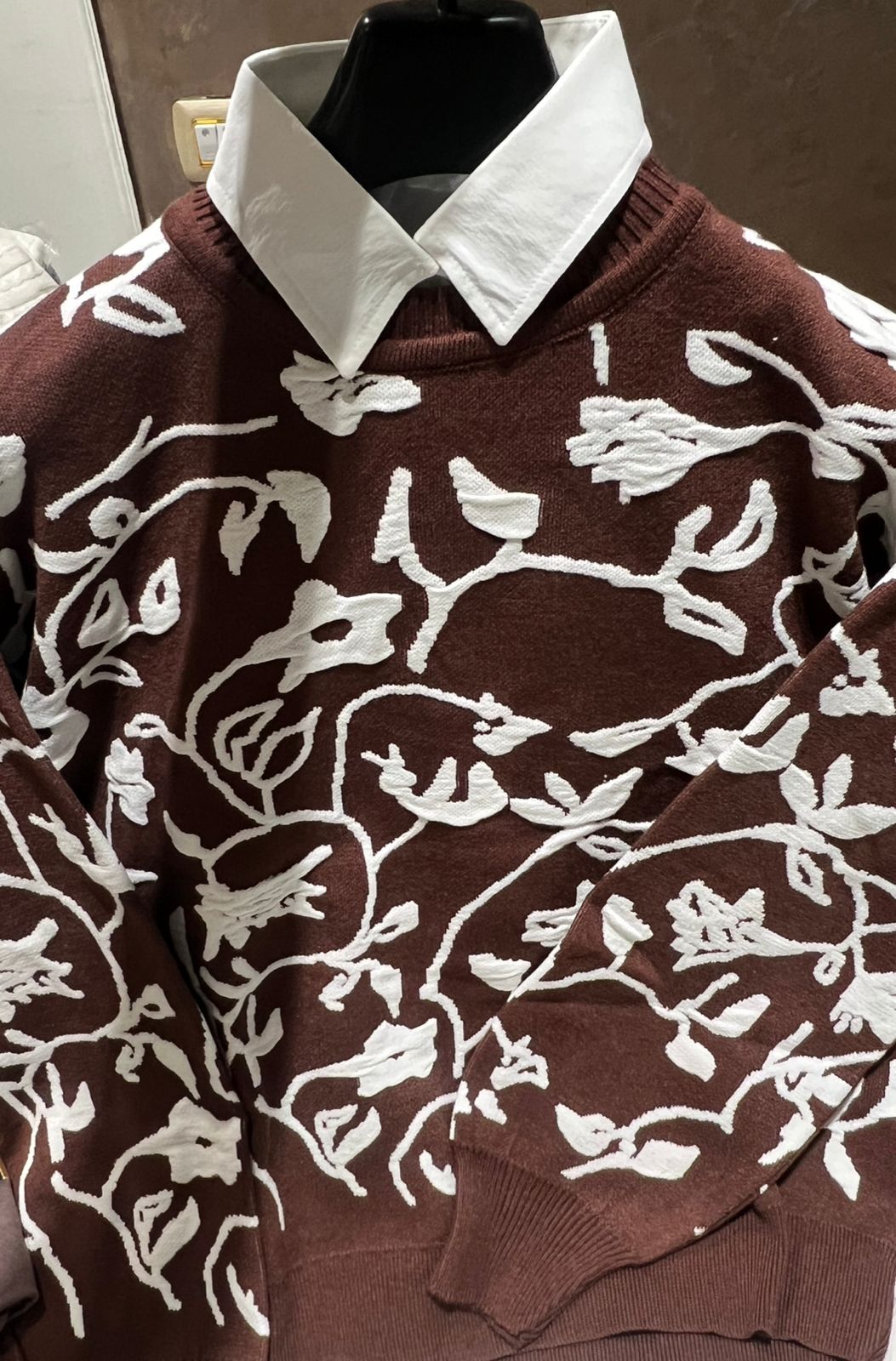 'Winter Warmth' Brown White Pullover